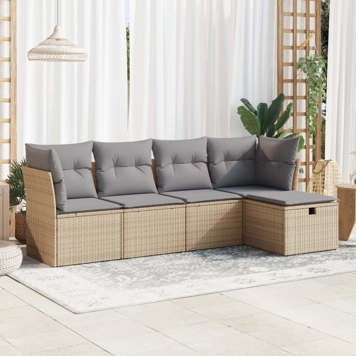 Set Mobilier De Grădină Cu Perne, 5 Piese, , Poliratan