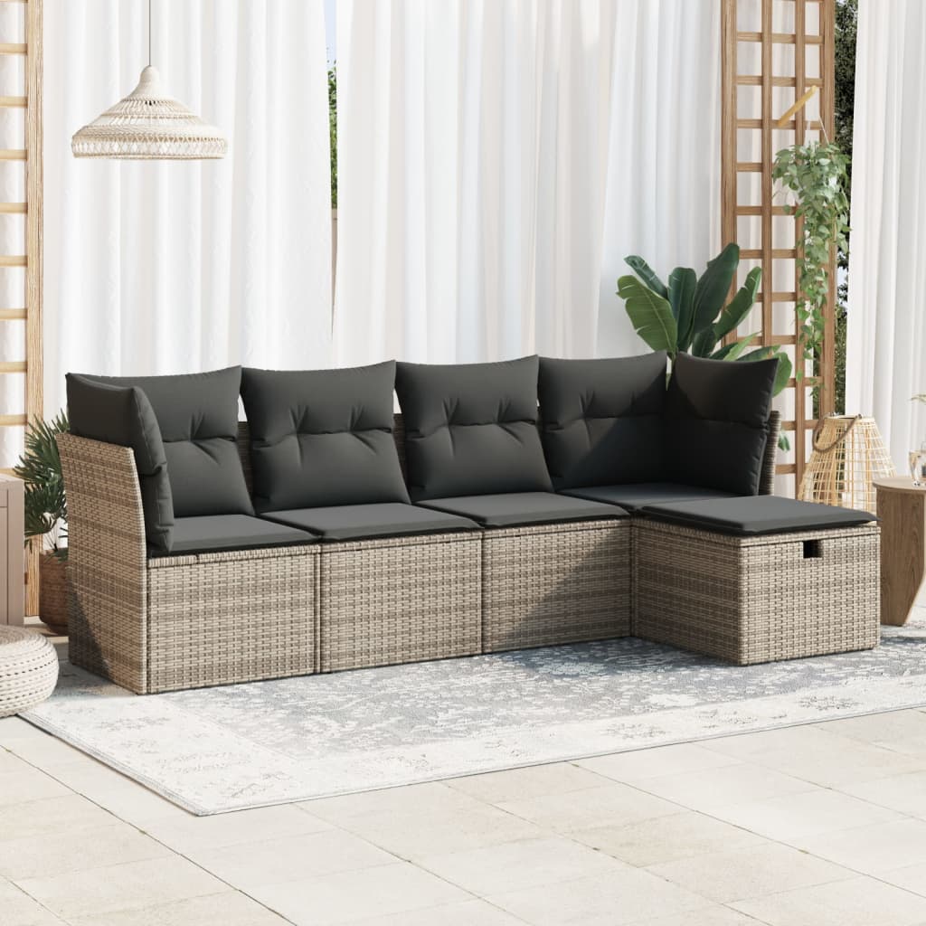 Set Mobilier De Grădină Cu Perne, 5 Piese, , Poliratan