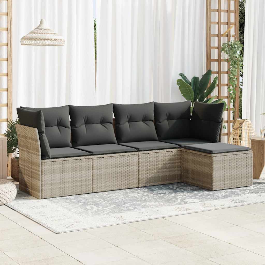 Set Mobilier De Grădină Cu Perne, 5 Piese, , Poliratan