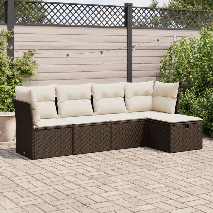 Set Mobilier De Grădină Cu Perne, 5 Piese, , Poliratan