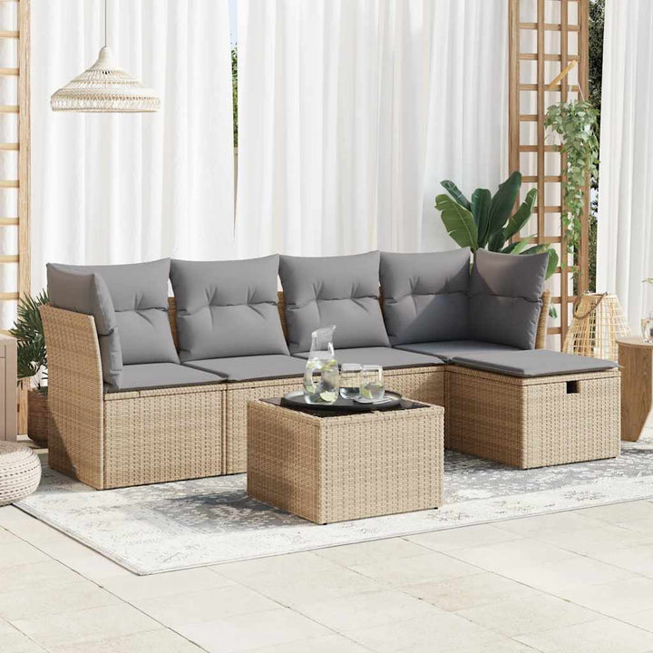 Set Mobilier De Grădină Cu Perne, 5 Piese, , Poliratan