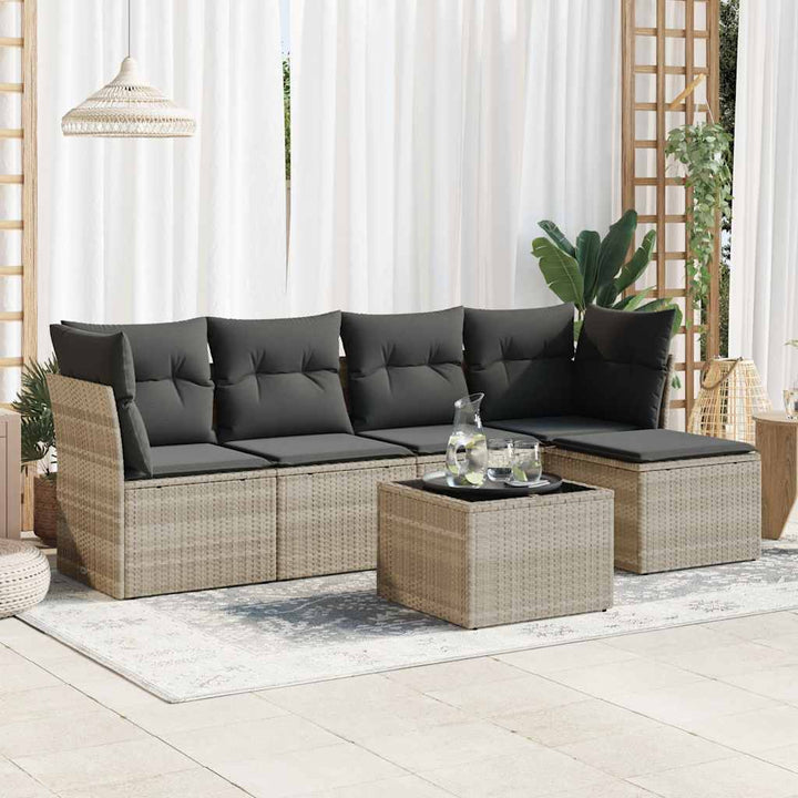 Set Mobilier De Grădină Cu Perne, 5 Piese, , Poliratan