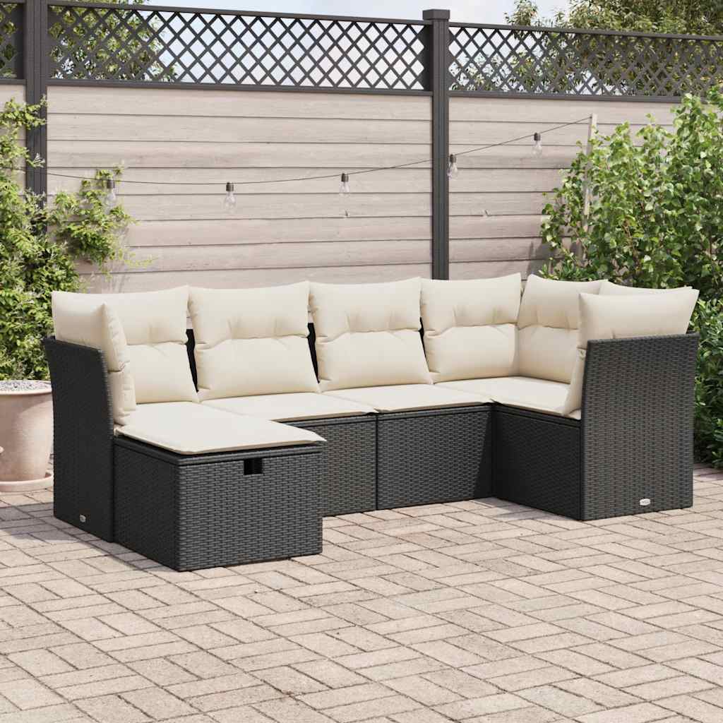 Set Mobilier De Grădină Cu Perne, 6 Piese, , Poliratan