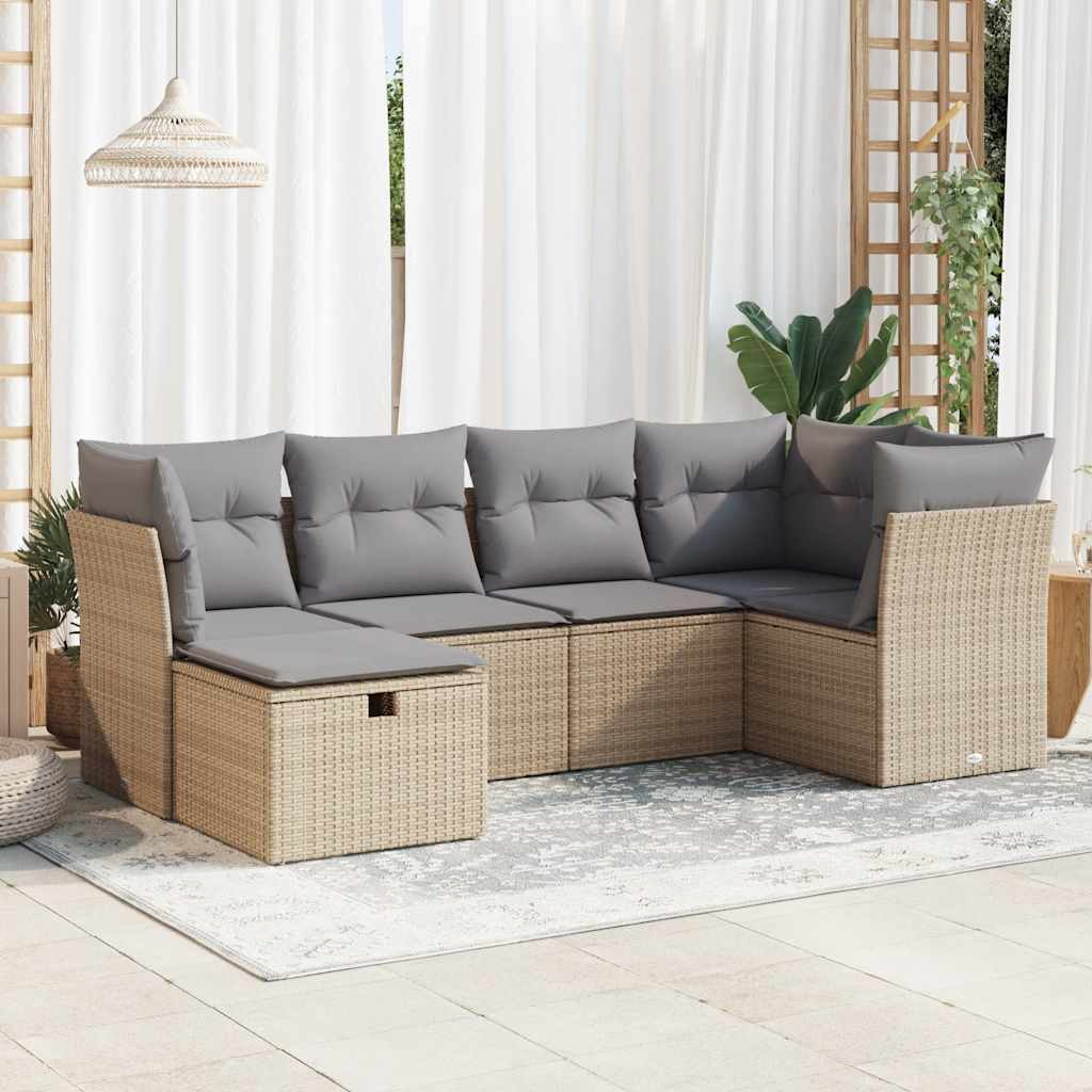 Set Mobilier De Grădină Cu Perne, 6 Piese, , Poliratan