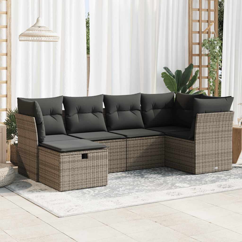 Set Mobilier De Grădină Cu Perne, 6 Piese, , Poliratan