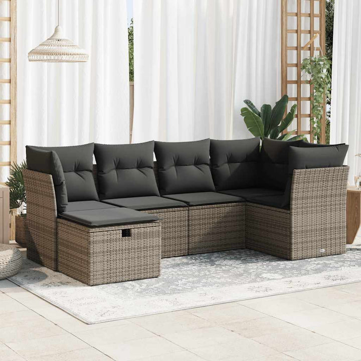 Set Mobilier De Grădină Cu Perne, 6 Piese, , Poliratan