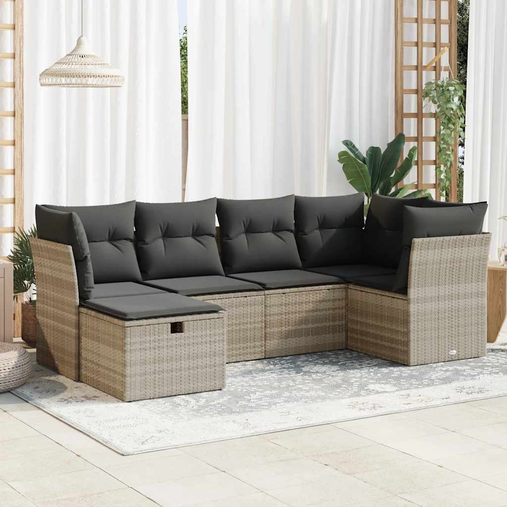 Set Mobilier De Grădină Cu Perne, 6 Piese, , Poliratan
