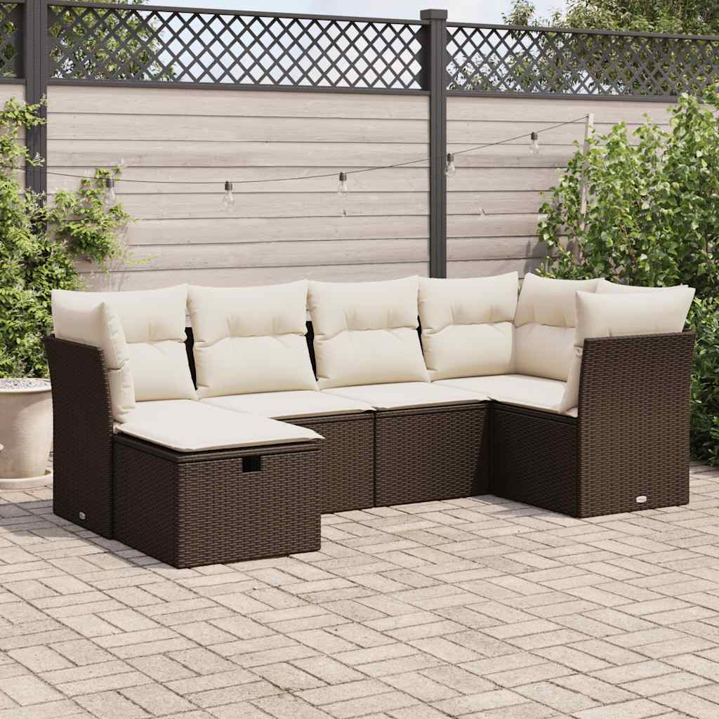 Set Mobilier De Grădină Cu Perne, 6 Piese, , Poliratan