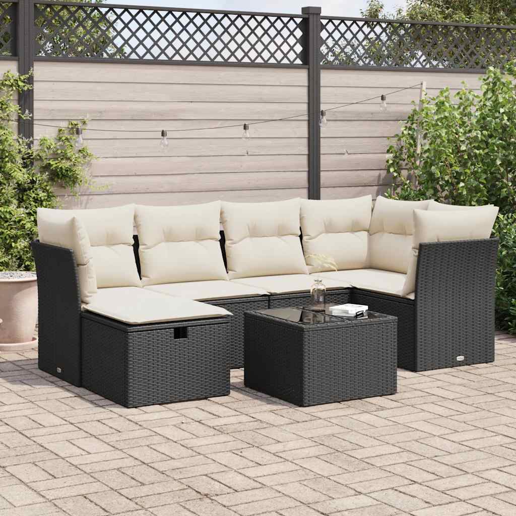 Set Mobilier De Grădină Cu Perne, 6 Piese, , Poliratan