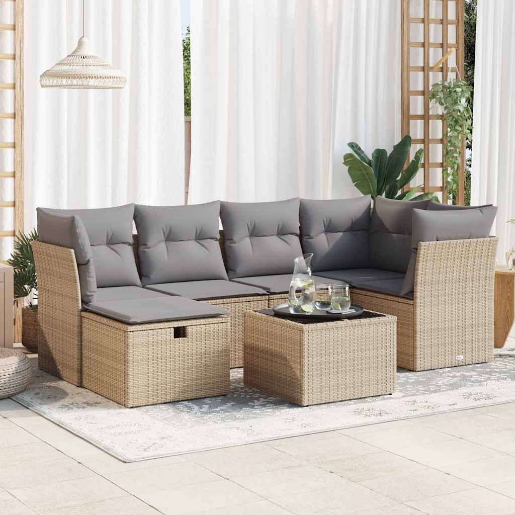 Set Mobilier De Grădină Cu Perne, 6 Piese, , Poliratan