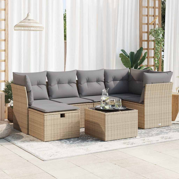 Set Mobilier De Grădină Cu Perne, 6 Piese, , Poliratan