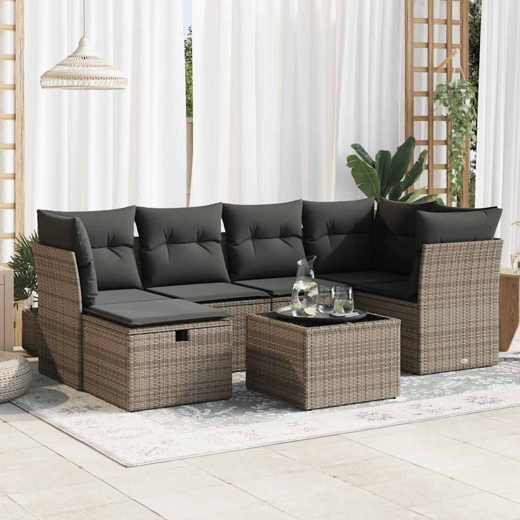Set Mobilier De Grădină Cu Perne, 6 Piese, , Poliratan