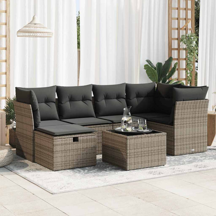 Set Mobilier De Grădină Cu Perne, 6 Piese, , Poliratan