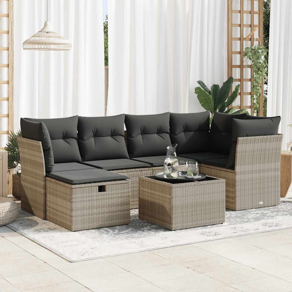 Set Mobilier De Grădină Cu Perne, 6 Piese, , Poliratan