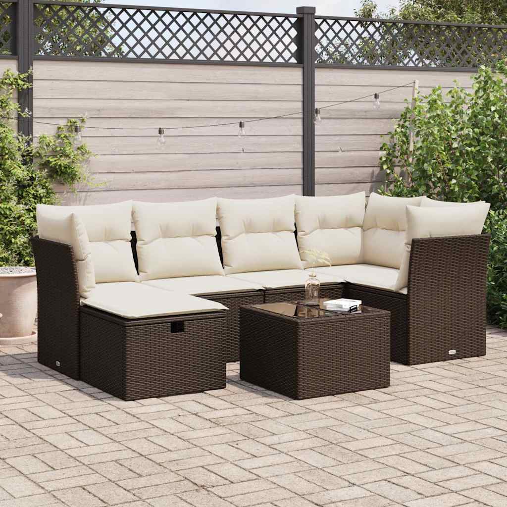 Set Mobilier De Grădină Cu Perne, 6 Piese, , Poliratan