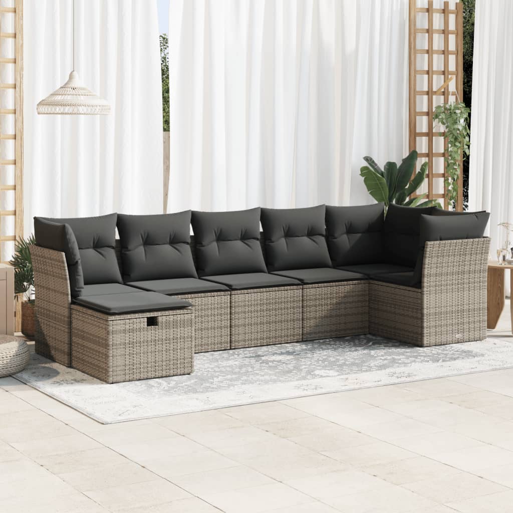 Set Canapele De Grădină Cu Perne, 8 Piese, Maro, Poliratan