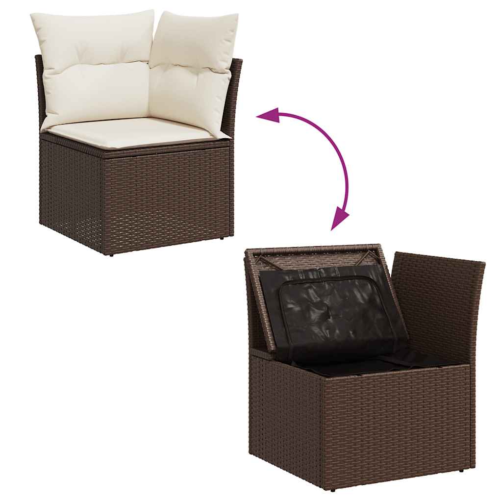 Set Canapele De Grădină Cu Perne, 8 Piese, Maro, Poliratan