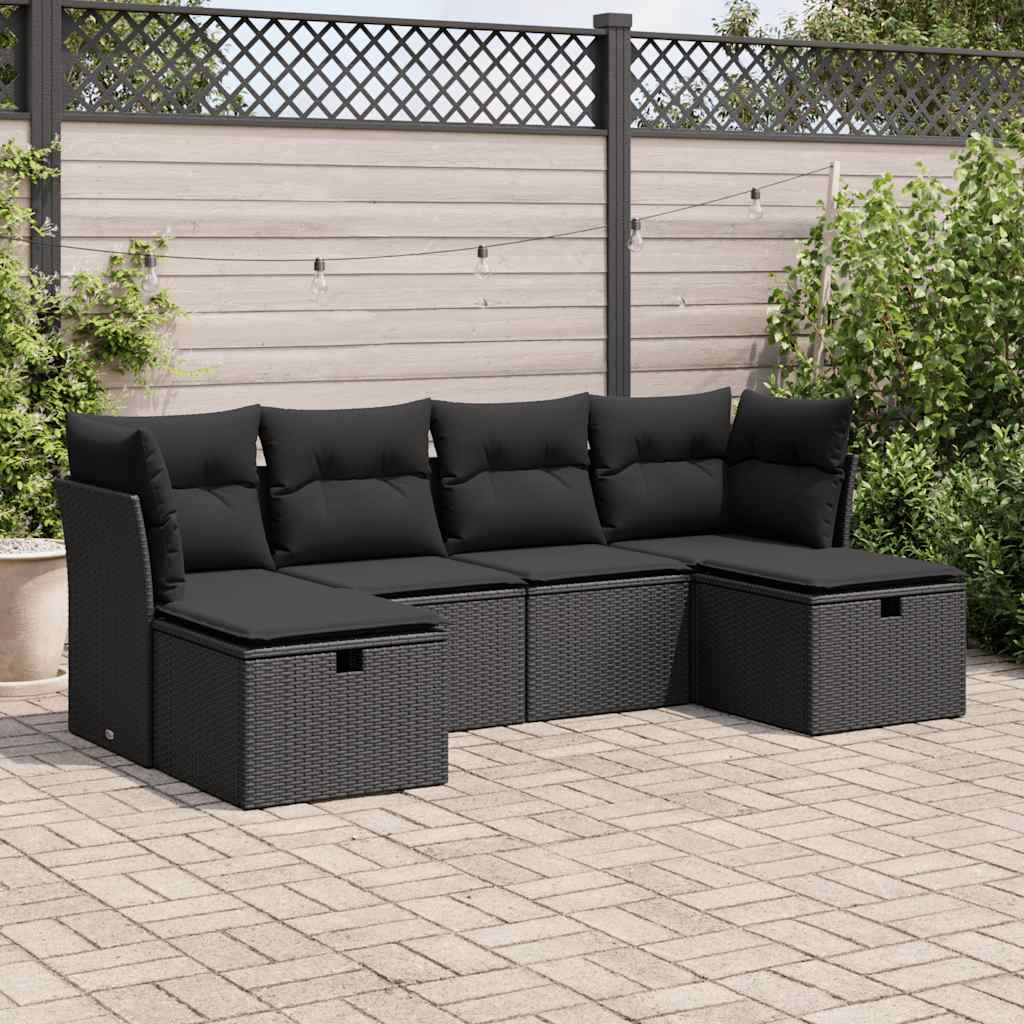 Set Canapele De Grădină, 6 Piese, Cu Perne, Bej, Poliratan