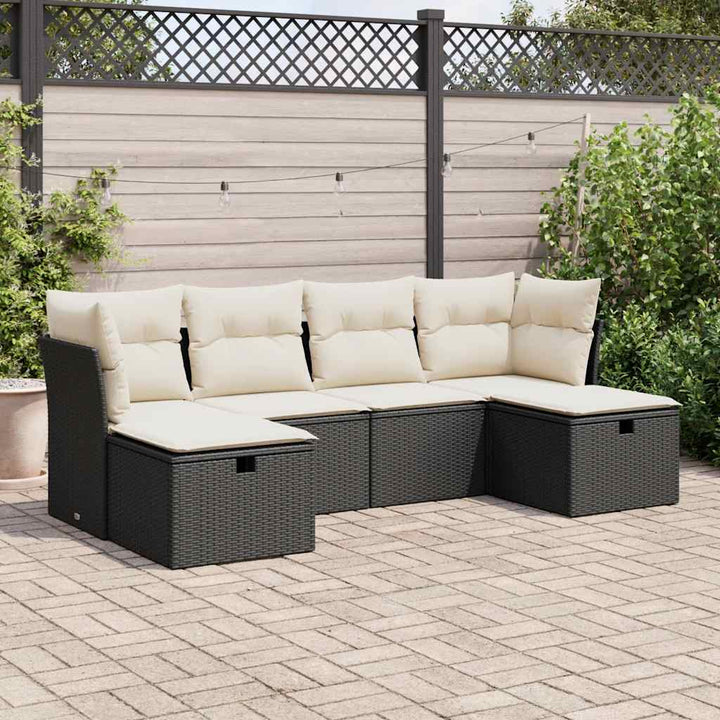 Set Canapele De Grădină, 6 Piese, Cu Perne, Bej, Poliratan