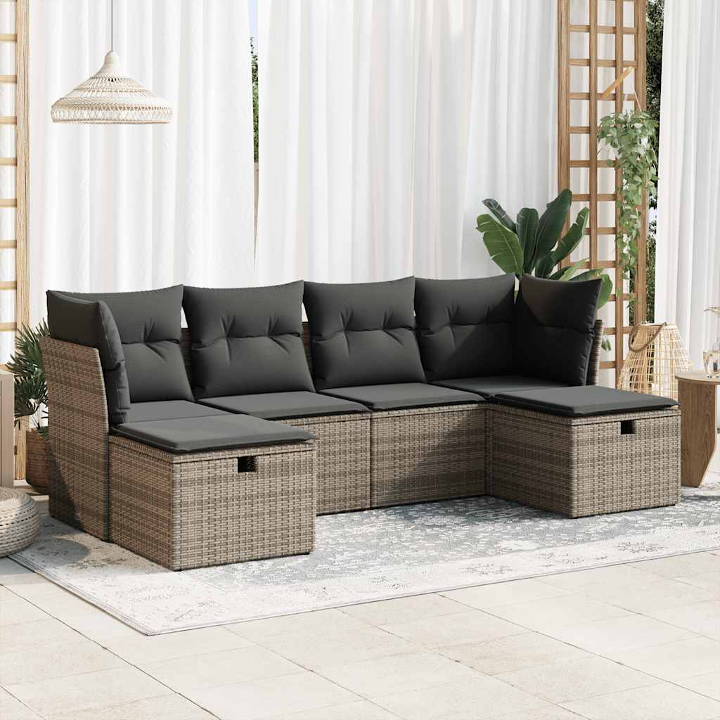Set Canapele De Grădină, 6 Piese, Cu Perne, Bej, Poliratan