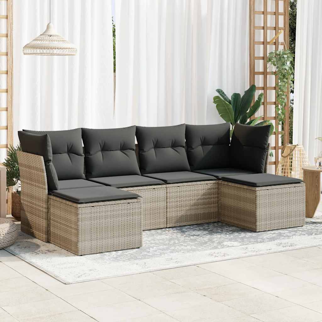 Set Canapele De Grădină, 6 Piese, Cu Perne, Bej, Poliratan
