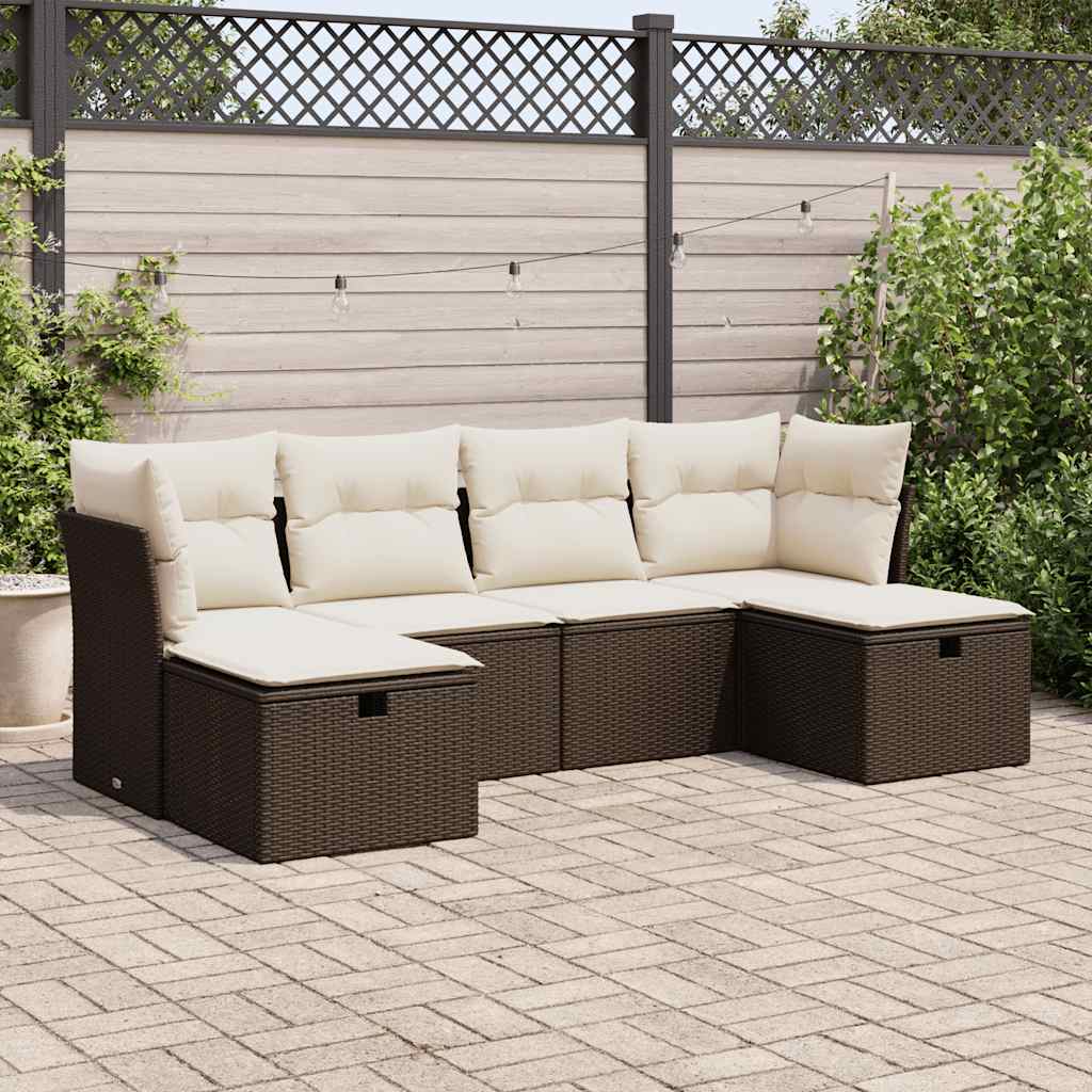 Set Canapele De Grădină, 6 Piese, Cu Perne, Bej, Poliratan