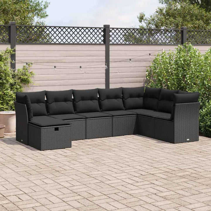Set Canapele De Grădină, 8 Piese, Cu Perne, Bej, Poliratan