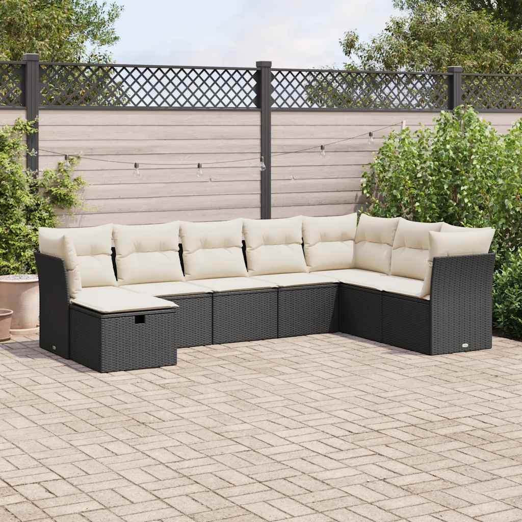 Set Canapele De Grădină, 8 Piese, Cu Perne, Bej, Poliratan