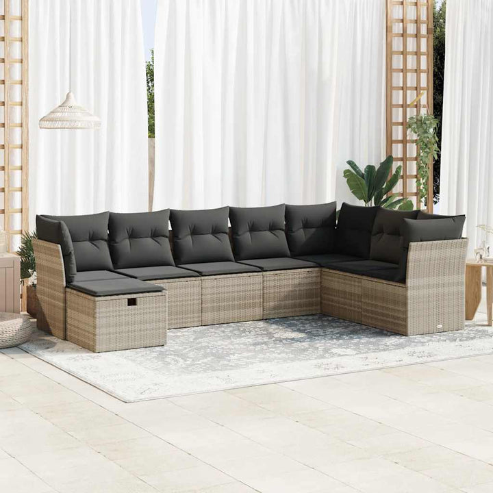 Set Canapele De Grădină, 8 Piese, Cu Perne, Bej, Poliratan