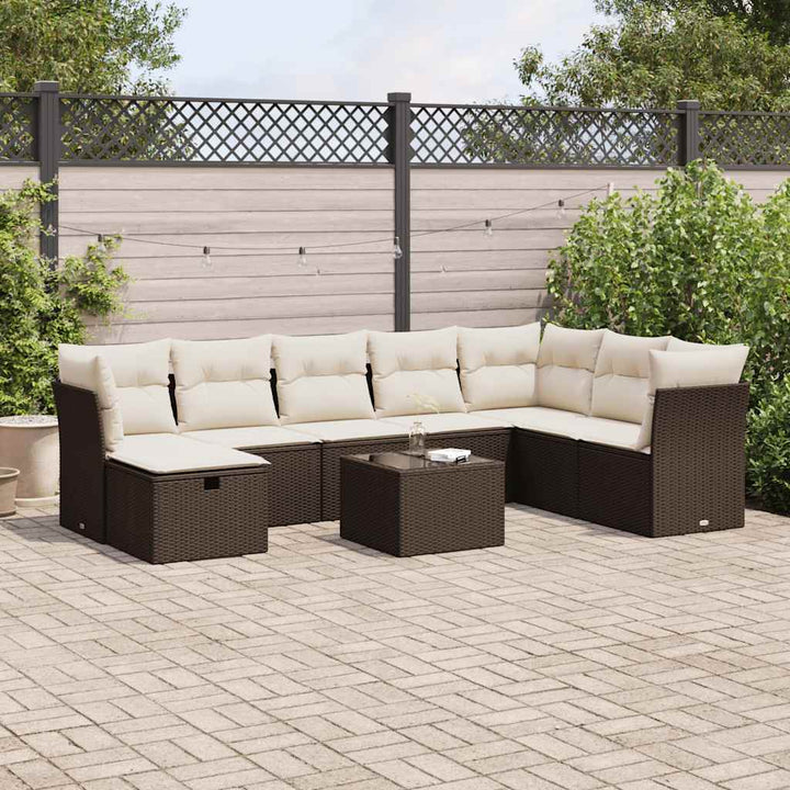 Set Canapele De Grădină, 8 Piese, Cu Perne, Bej, Poliratan