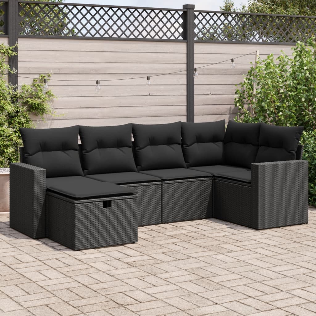 Set Canapele De Grădină Cu Perne, 7 Piese, Maro, Poliratan