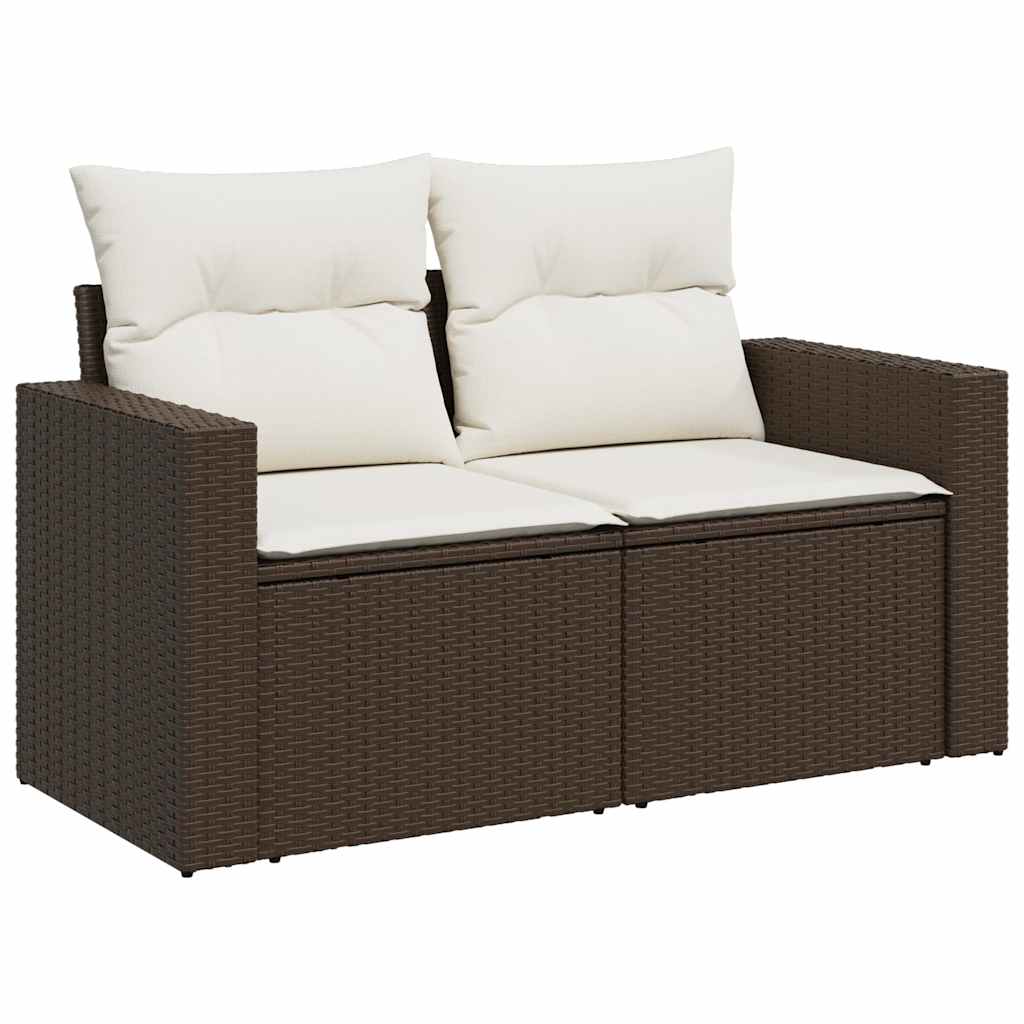 Set Canapele De Grădină Cu Perne, 7 Piese, Maro, Poliratan