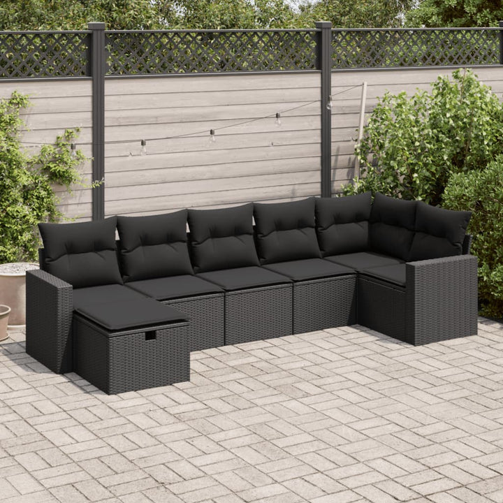 Set Canapele De Grădină, 7 Piese, Cu Perne, Bej, Poliratan