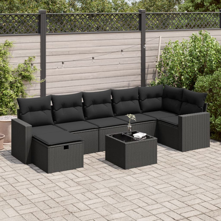 Set Canapele De Grădină, 7 Piese, Cu Perne, Bej, Poliratan