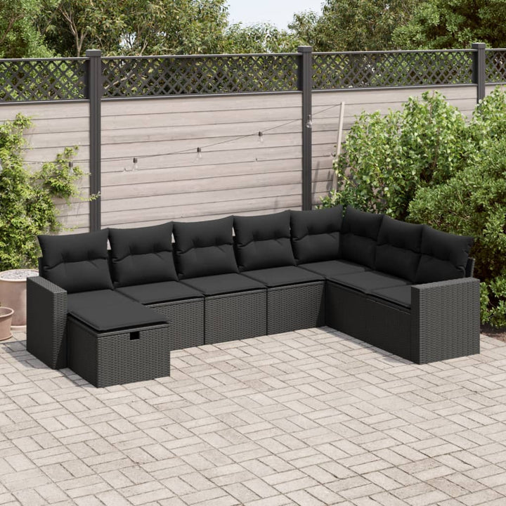 Set Canapele De Grădină Cu Perne, 9 Piese, Maro, Poliratan