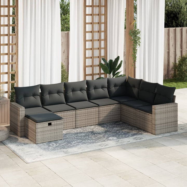 Set Canapele De Grădină Cu Perne, 9 Piese, Maro, Poliratan