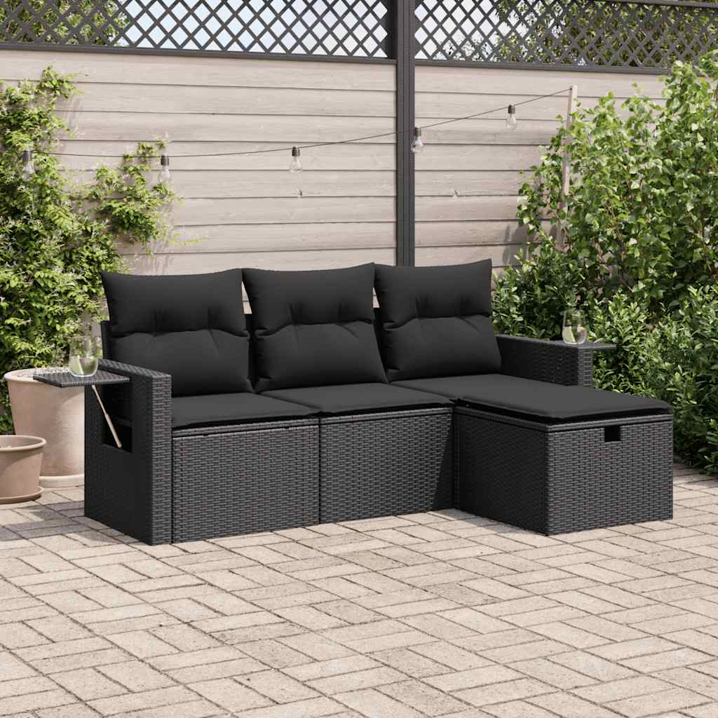 Set Mobilier De Grădină Cu Perne, 4 Piese, , Poliratan