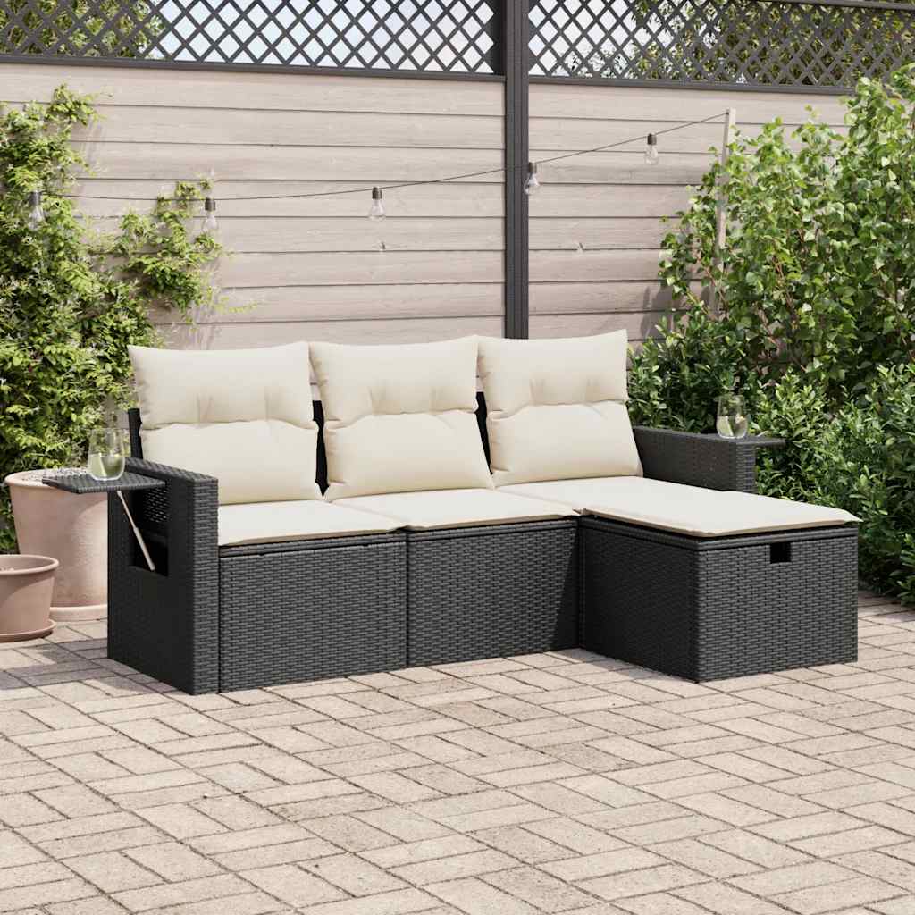 Set Mobilier De Grădină Cu Perne, 4 Piese, , Poliratan