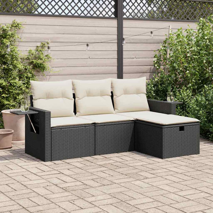 Set Mobilier De Grădină Cu Perne, 4 Piese, , Poliratan