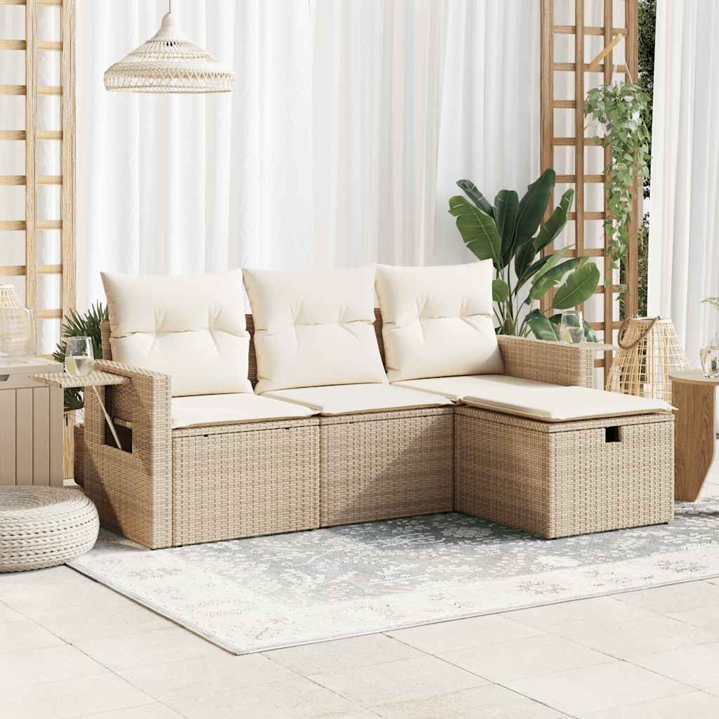 Set Mobilier De Grădină Cu Perne, 4 Piese, , Poliratan