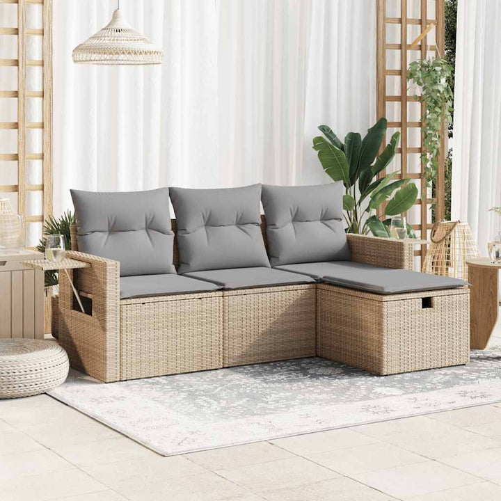Set Mobilier De Grădină Cu Perne, 4 Piese, , Poliratan