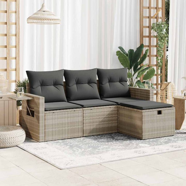 Set Mobilier De Grădină Cu Perne, 4 Piese, , Poliratan