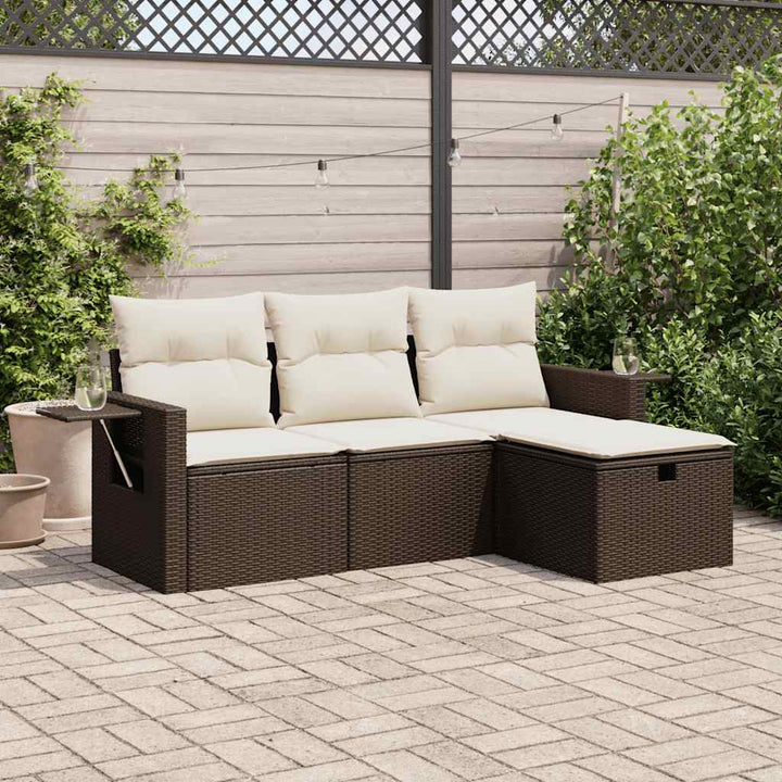Set Mobilier De Grădină Cu Perne, 4 Piese, , Poliratan