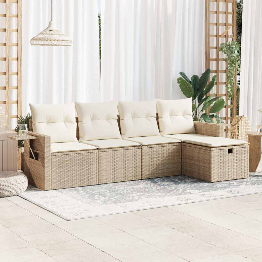 Set Mobilier De Grădină Cu Perne, 5 Piese, Negru, Poliratan