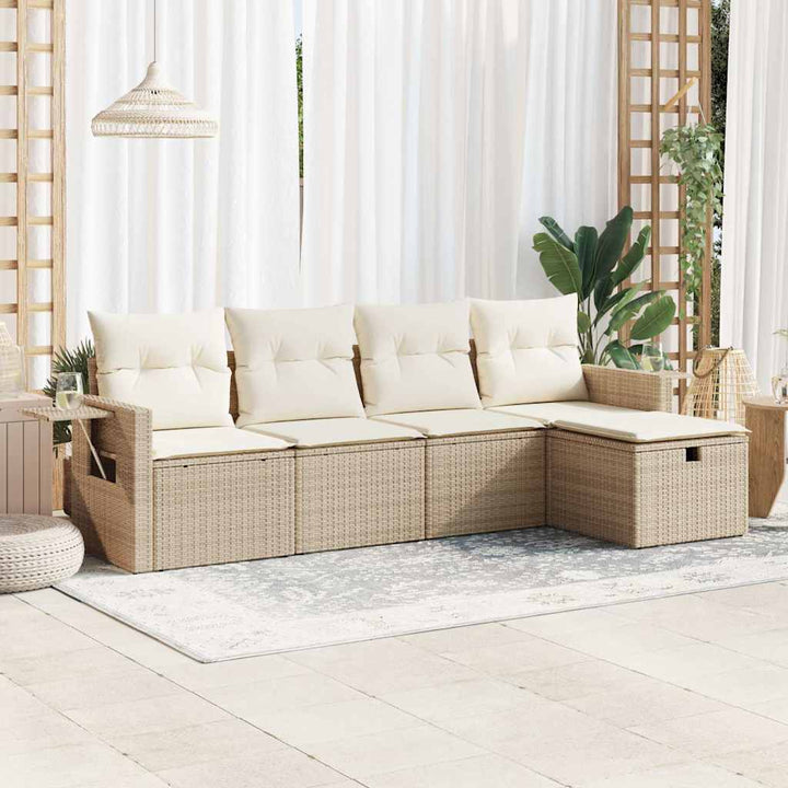 Set Mobilier De Grădină Cu Perne, 5 Piese, Negru, Poliratan