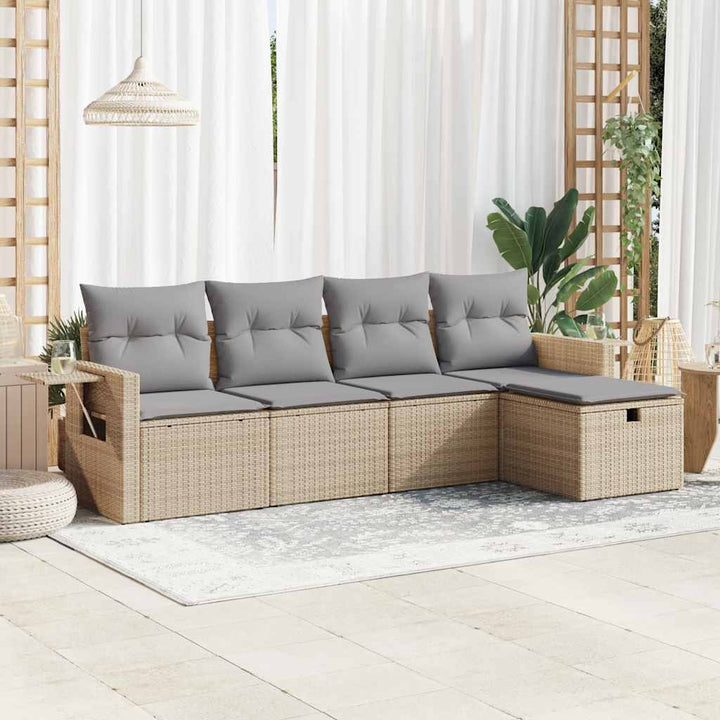 Set Mobilier De Grădină Cu Perne, 5 Piese, Negru, Poliratan