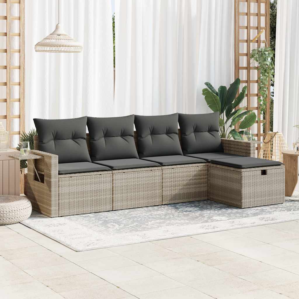 Set Mobilier De Grădină Cu Perne, 5 Piese, Negru, Poliratan
