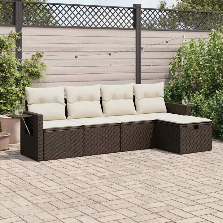 Set Mobilier De Grădină Cu Perne, 5 Piese, Negru, Poliratan
