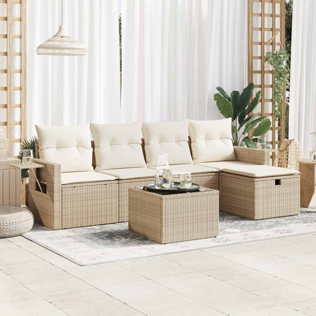 Set Mobilier De Grădină Cu Perne, 5 Piese, Negru, Poliratan