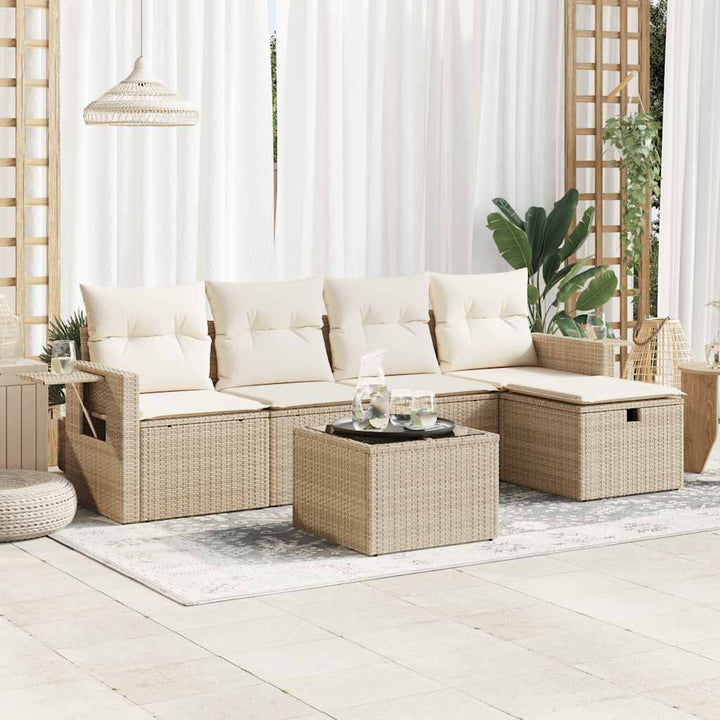 Set Mobilier De Grădină Cu Perne, 5 Piese, Negru, Poliratan
